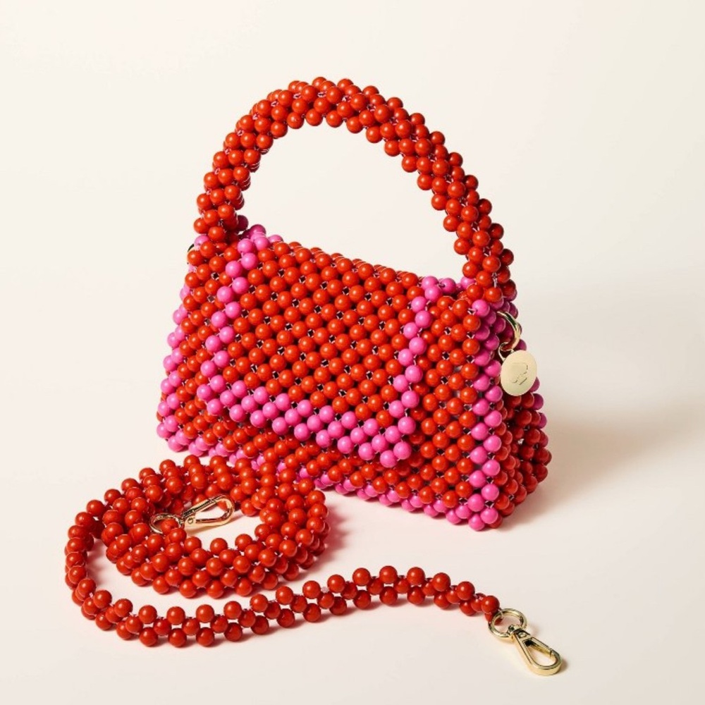 Kate Spade x Target NWT Pink and Red Colorblock Beaded Crossbody Bag - Picture 2 of 10
